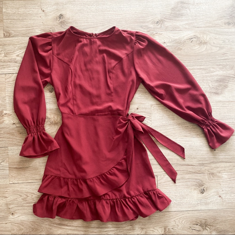 Burgundy Long Sleeve Dress